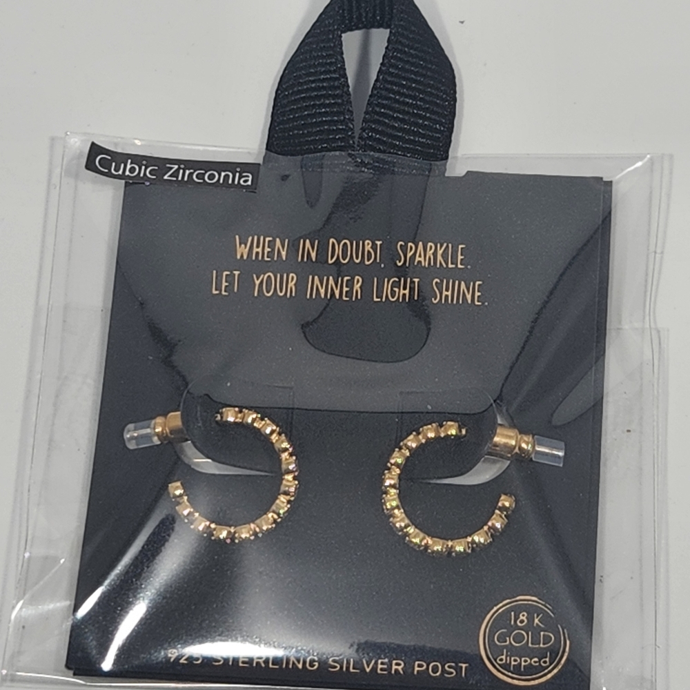 18KT Gold Dipped Hoop Earrings with CZ